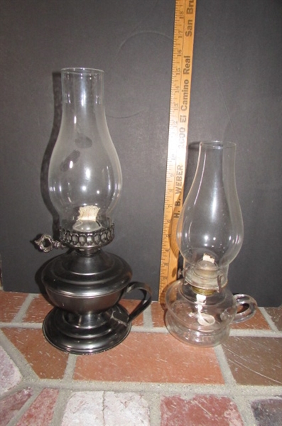 2 VINTAGE ALADDIN STYLE HURRICANE OIL LAMPS