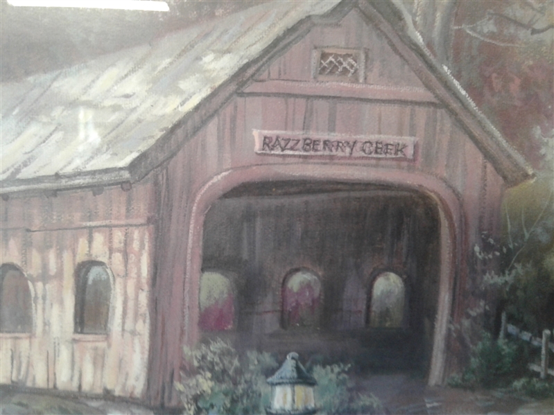 Matted and Framed Razzberry Creek Crossing by Carl Valente