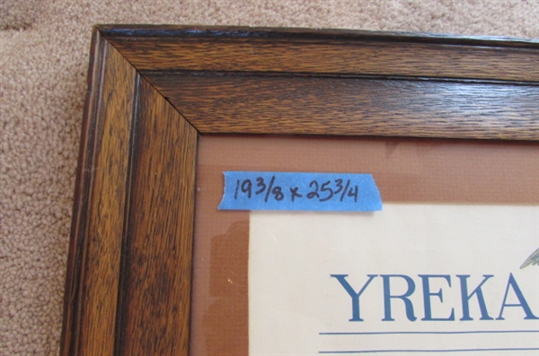 1908 Yreka Journal LITHOGRAPH IN ANTIQUE FRAME