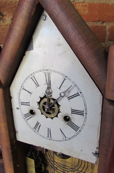 ANTIQUE E.N. WELCH 8-DAY STEEPLE CLOCK (55)