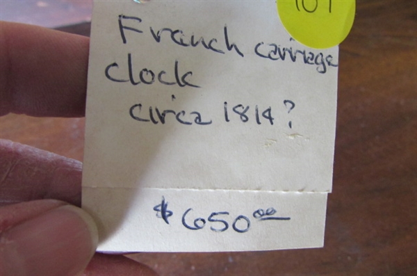ANTIQUE CIRCA 1814 FRENCH CARRIAGE CLOCK (107)