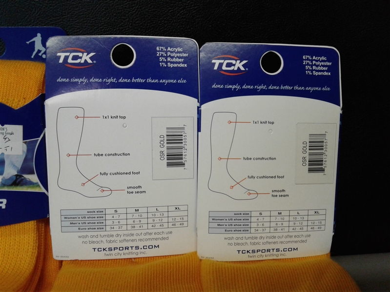 TCK Soccer Socks OSR Medium Gold 4 Pair