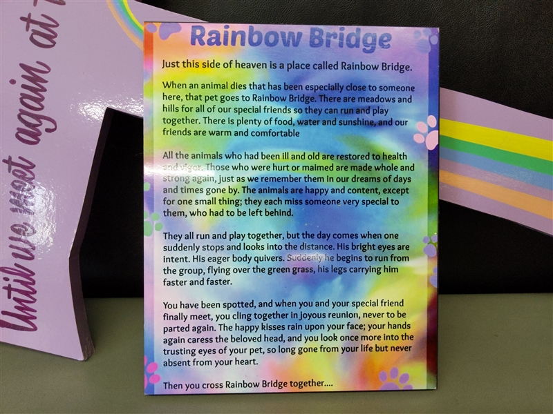 Rainbow Bridge Wood Cross and Plaque
