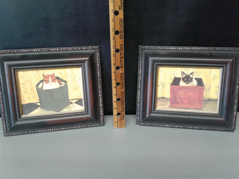 5 Framed Cat Paintings