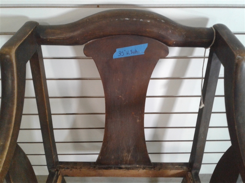 Antique Wood Accent Chair w/Casters