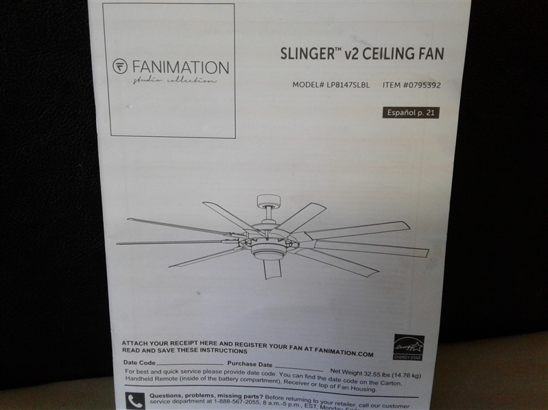Fanimation 72 Slinger V2 ceiling fan
