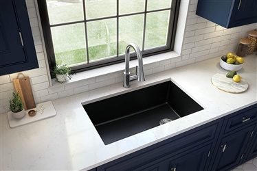 Karran Undermount Quartz Composite 32 in. Single Bowl Kitchen Sink 