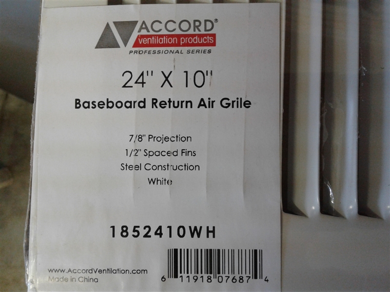 White Accord Baseboard Return Air Grile 