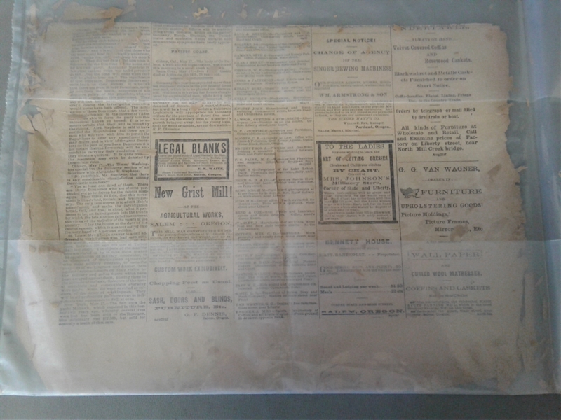Antique Paper- Salem Daily Record 1878