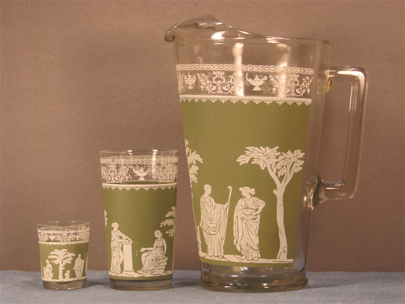 Vintage Wedgewood Hellenic by Jeanette -17 Pieces Pitcher /Tumblers/Glasses 