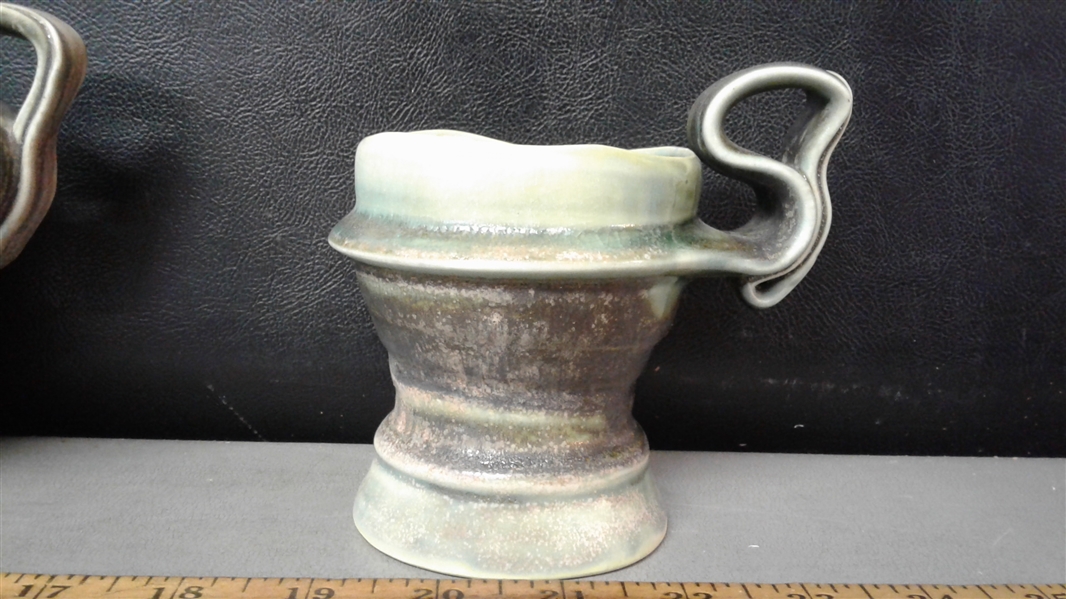 Vintage 1991 Clay Art Tea Set, Good Magic Ewer & Cups By Pamela Nagley Stevenson