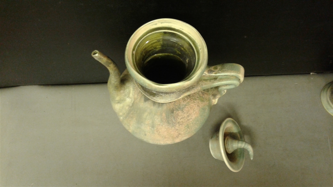 Vintage 1991 Clay Art Tea Set, Good Magic Ewer & Cups By Pamela Nagley Stevenson