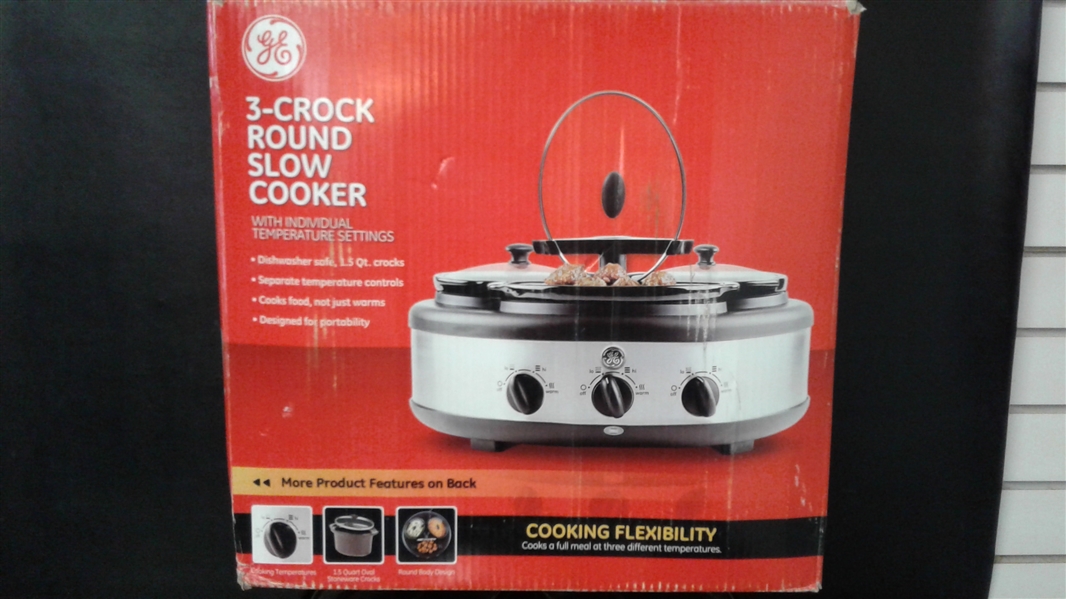 GE 3-Crock Round Slow Cooker