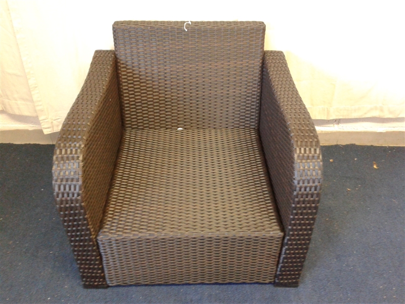 Allen+Roth Handwoven Wicker Patio Chair w/Sunbrella Cushions
