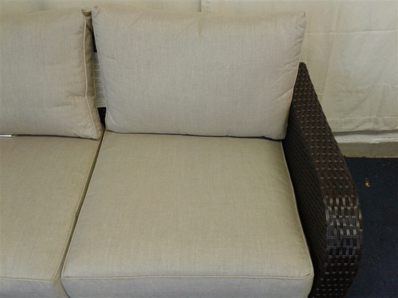 Allen+Roth Handwoven Wicker Patio Love Seat w/Sunbrella Cushions