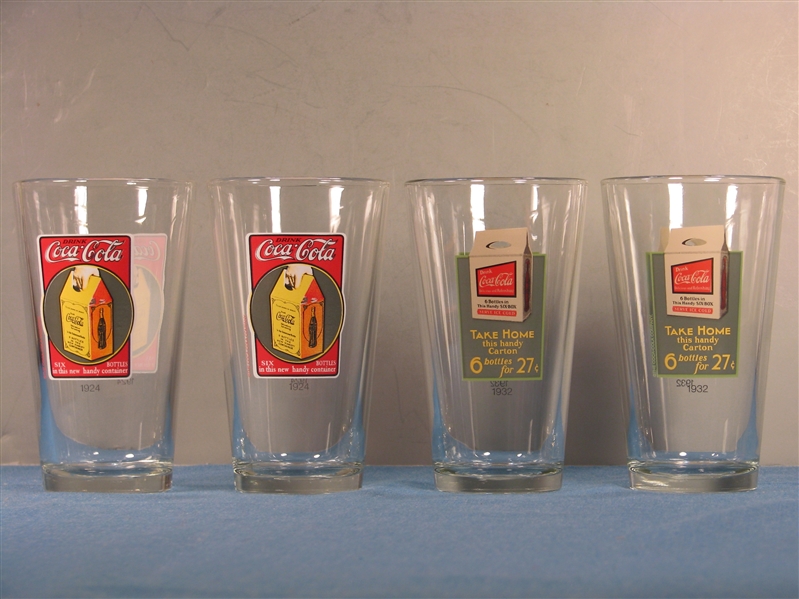 4 Discontinued Coke Glasses “Drink Coca Cola In The New Handy Container”