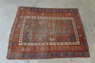 VINTAGE/ANTIQUE WOVEN WOOL THROW RUG