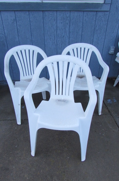 PLASTIC CHAIRS AND TABLES