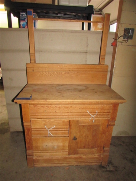 ANTIQUE DRY SINK WITH DOVETAIL DRAWERS