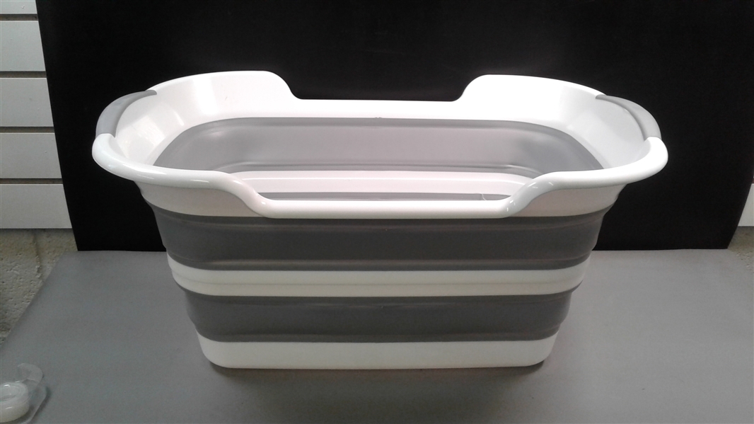 Portable Collapsible Bathtub, Pet Tub, Laundry Basket with Drainage Hole