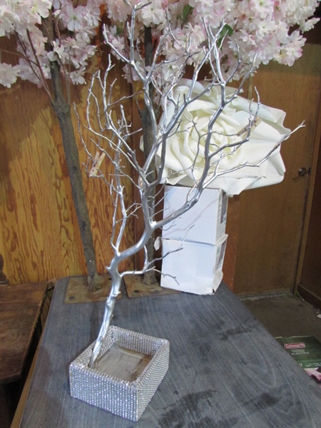 WEDDING DECOR - LARGE FLOWERS, SILVER TWIGS, CANDLE LANTERNS & MORE