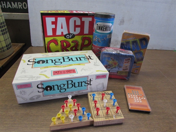 VINTAGE TINKER TOYS, FACT OR CRAP, MAD GAB & OTHER GAMES