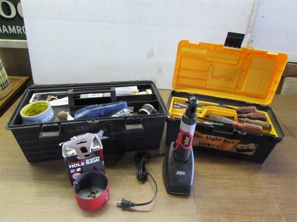 2 SMALL TOOL BOXES WITH ASSORTED HAND TOOLS