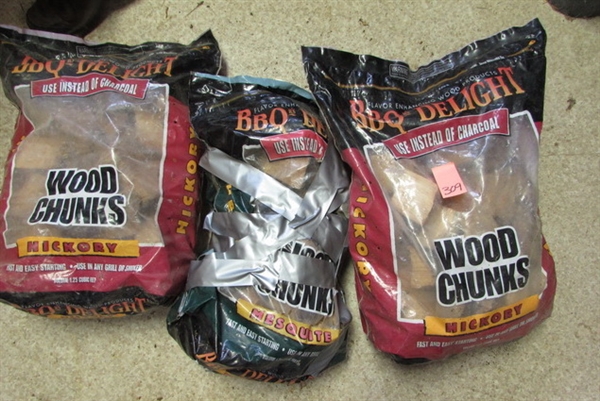 HICKORY WOOD CHUNKS FOR BBQ/SMOKER-3 BAGS
