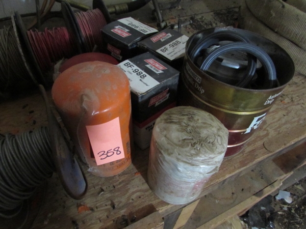SPOOLS OF WIRE, OIL FILTERS & COPPER TUBING