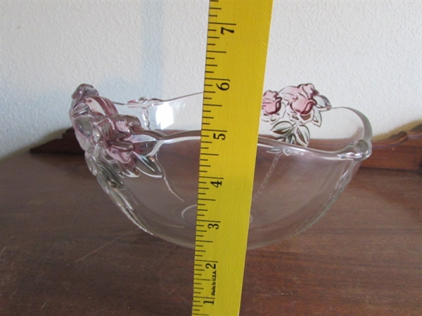 PUNCH BOWL W/CUPS, GLASS SERVING BOWL & PLATTER WITH DOME