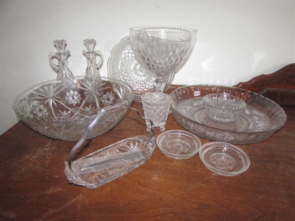 VINTAGE PRESSED GLASS SERVING DISHES