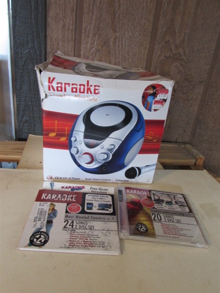 KARAOKE PARTY MACHINE WITH MICROPHONE & 2 CD'S