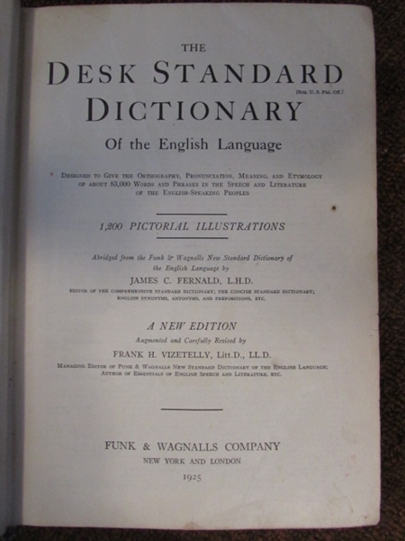 1925 & 28 DICTIONARIES & OTHER BOOKS