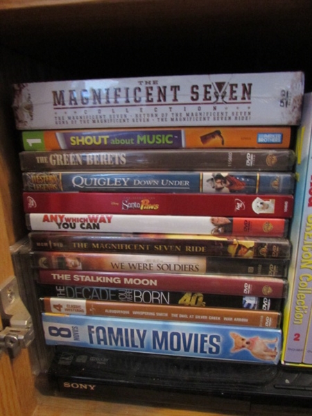 SONY DVD PLAYER, DVD'S & VHS MOVIES - MOSTLY WESTERNS