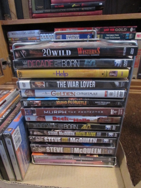 SONY DVD PLAYER, DVD'S & VHS MOVIES - MOSTLY WESTERNS