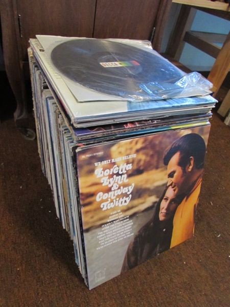 LARGE COLLECTION OF RECORDS J- PATSY CLINE, CONWAY TWITTY, & MORE
