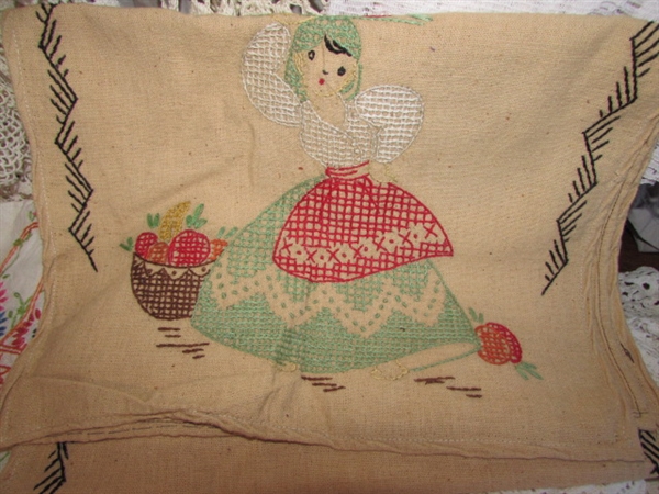 LARGE COLLECTION OF VINTAGE DOILIES, LINENS AND MORE
