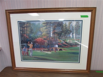 11TH HOLE AT AUGUSTA BY MARV BREHM FRAMED PRINT