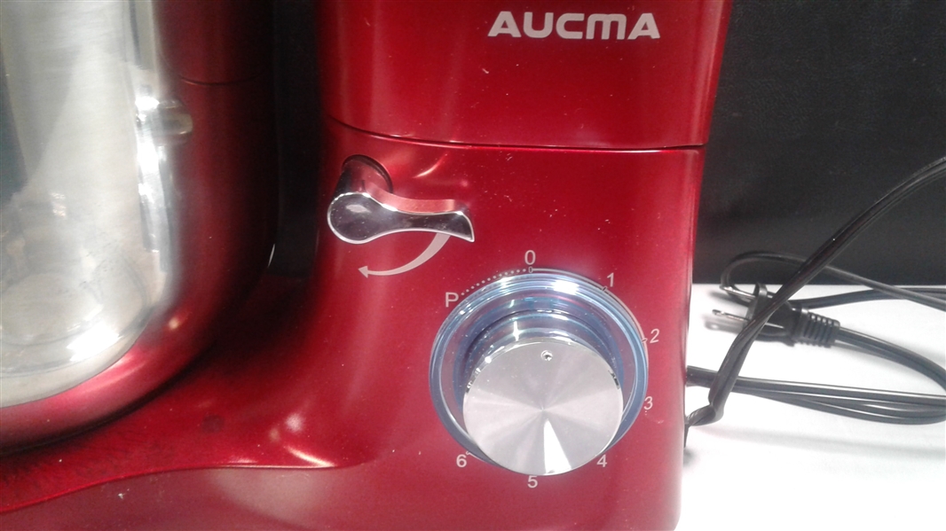 Aucma Stand Mixer,6.5-QT 660W 6-Speed Tilt-Head Food Mixer - RED
