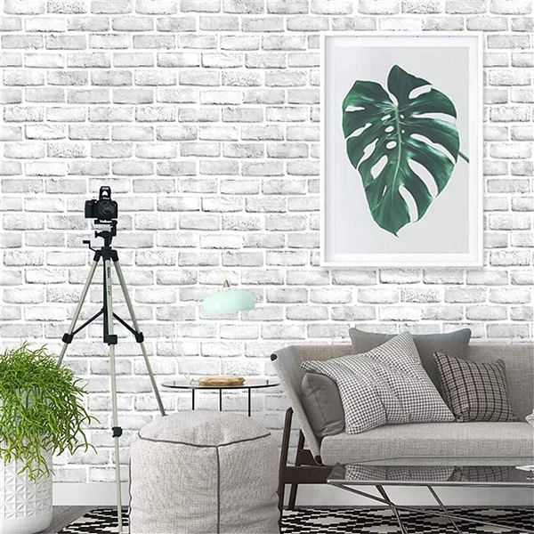 White Gray Brick Wallpaper 24 inch Wide