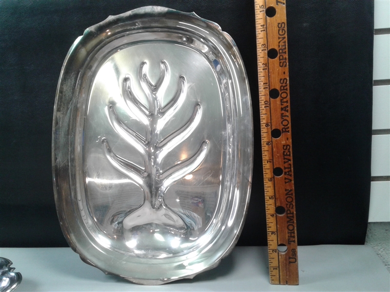Vintage Footed Silver Serving Trays- 1 Piece is Leonard Silver