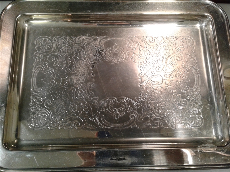 Vintage Footed Silver Serving Trays- 1 Piece is Leonard Silver