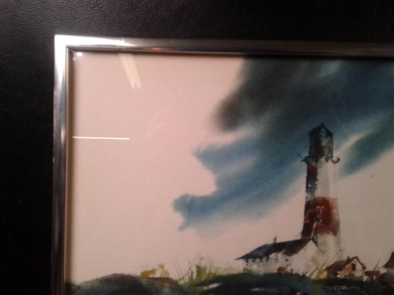 Lighthouse Original Signed Watercolor Framed Art 29 1/4 x 22 1/2 Fran Wohlfelder