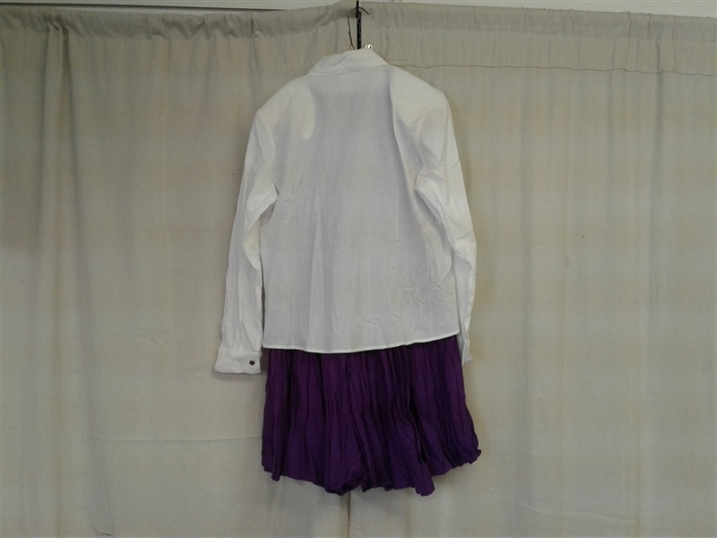 Leather Purple Jacket, White Shirt and Purple Dress