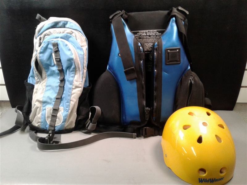 L Helmet, Adult L/XL Life Jacket, Burton Backpack
