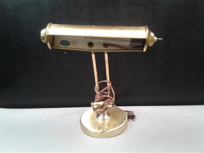 Vintage Brass Bankers Light & Swivel Arm Desk Lamp