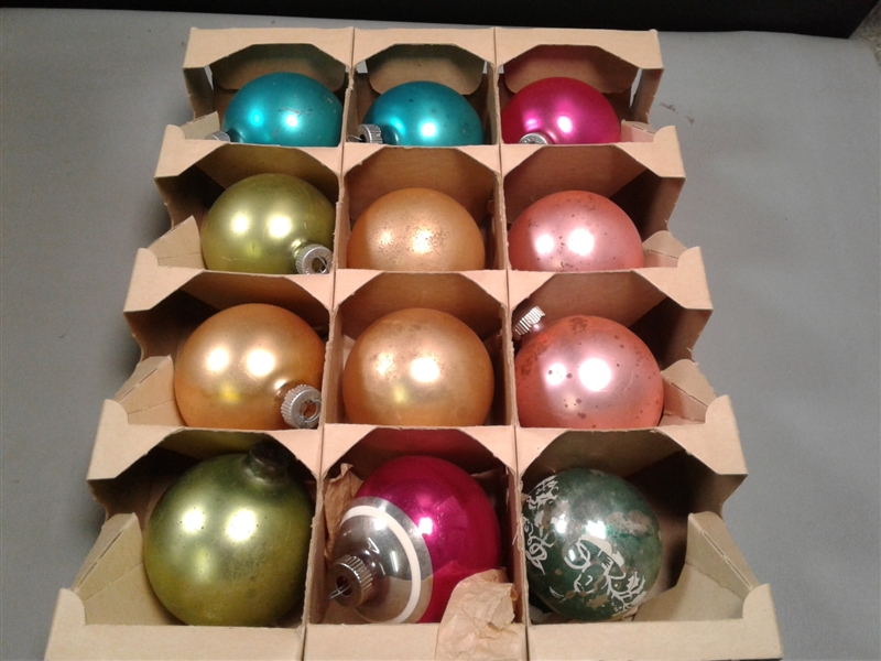 Vintage Glass Christmas Ornaments & Lights