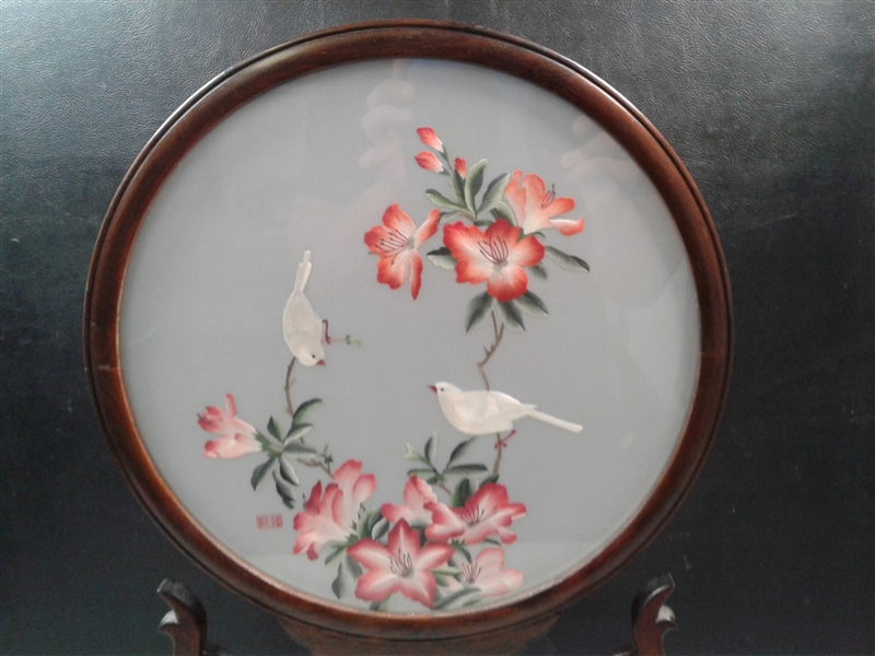 Double Sided Chinese Silk Embroidery In Wood Frame