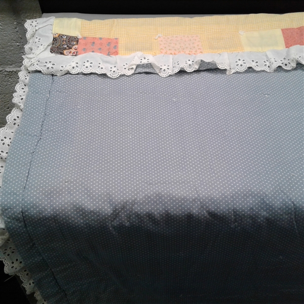 Vintage Baby Bassinet & Handmade Quilt