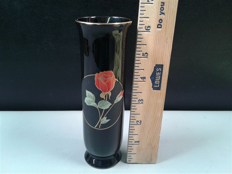 Vintage Otagiri Vase Crimson Rose Japan